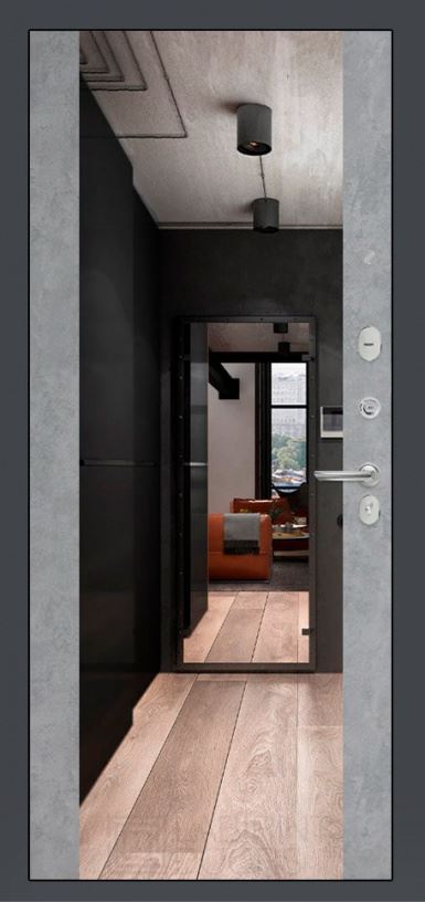 Входная дверь Labirint Loft с зеркалом Максимум, Цвет "Бетон светлый" - второе изображение
